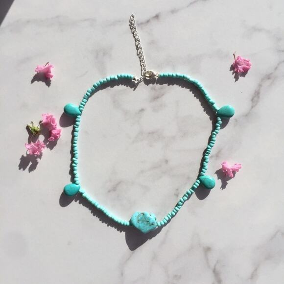 Handmade Turquoise Beaded Necklace - Picture 1 of 9